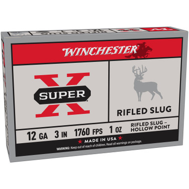 Winchester X123RS15 SuperX Rifled Slug HP 12 Gauge 3" 1 oz 5 Rounds