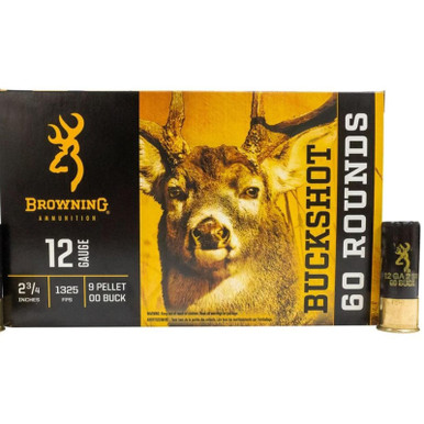 Browning B193111223 12 Gauge 2 .75" 9 Pellet 00 Buckshot 60 Rounds