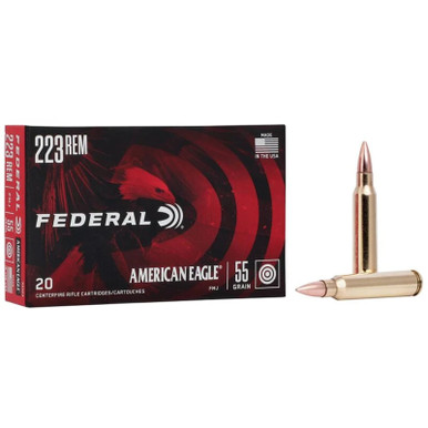 Federal AE223 American Eagle 223/5.56 NATO 55 GR FMJ BT 20 Rounds