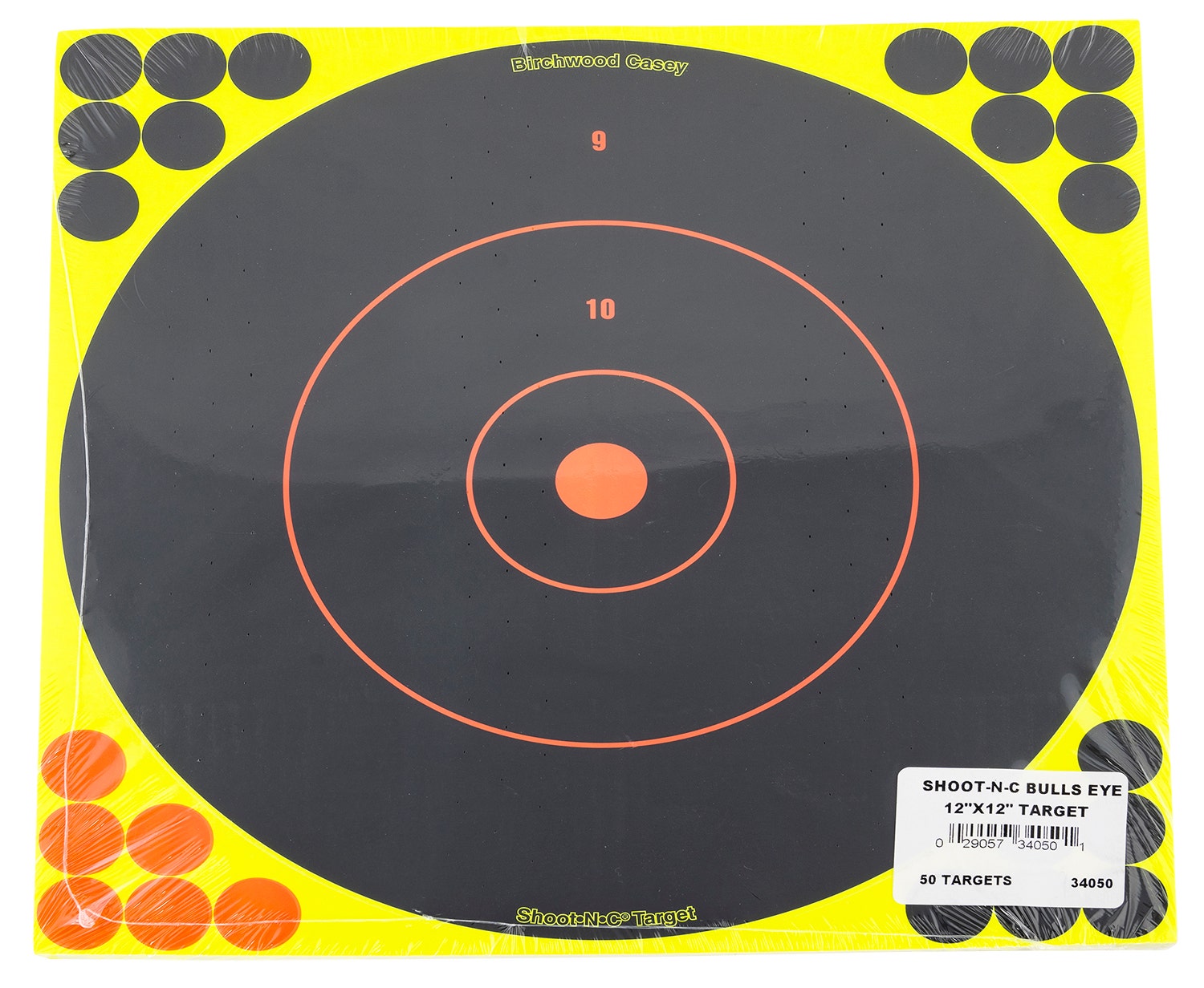 Birchwood Case Shoot-N-C Bull's-Eye Bullseye Adhesive Paper Target 12" 50 Per Pkg