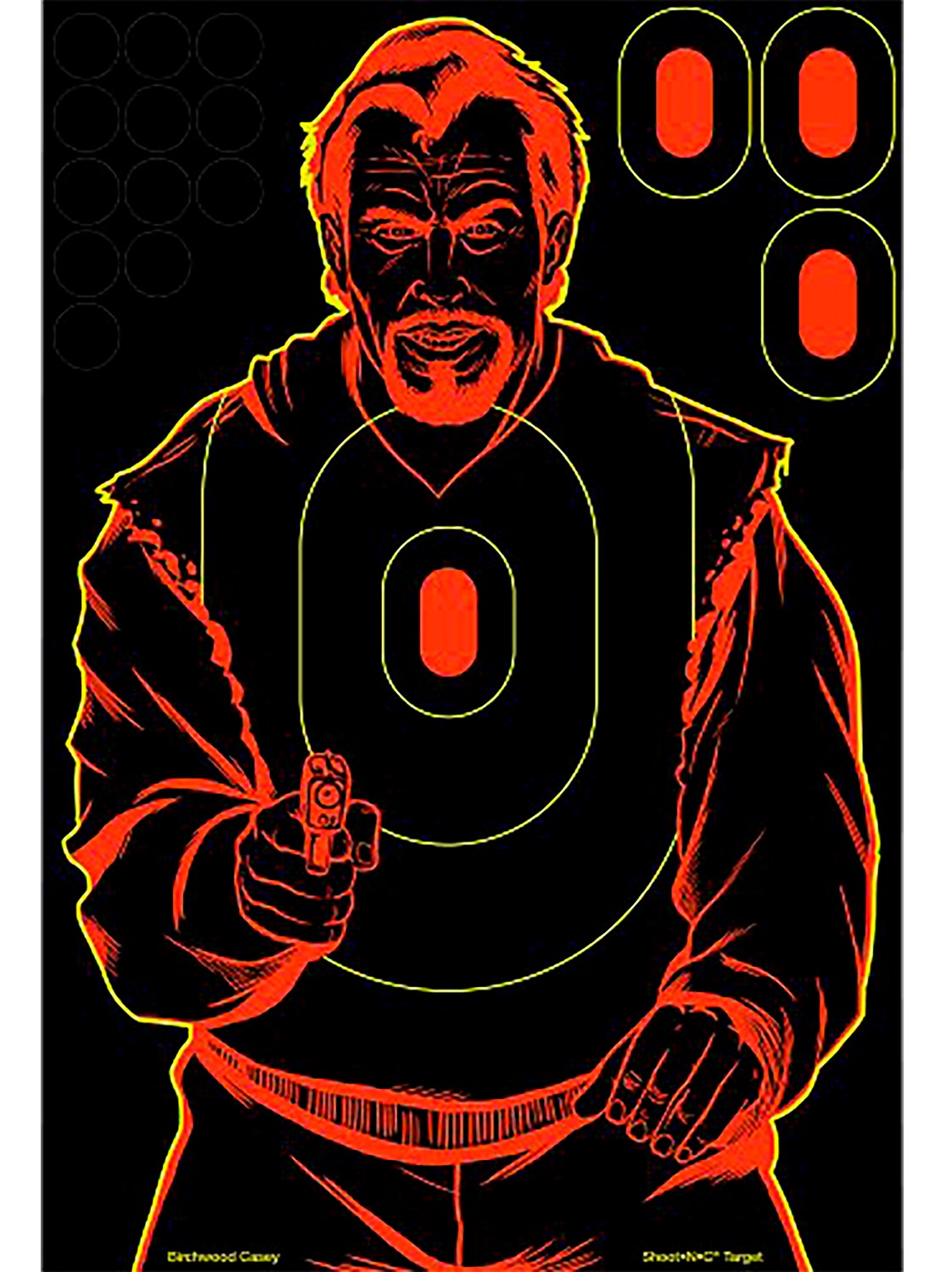 Birchwood Case Shoot-N-C Bad Guy Silhouette Adhesive Paper Target 12"x18" 12 Targets Per Package