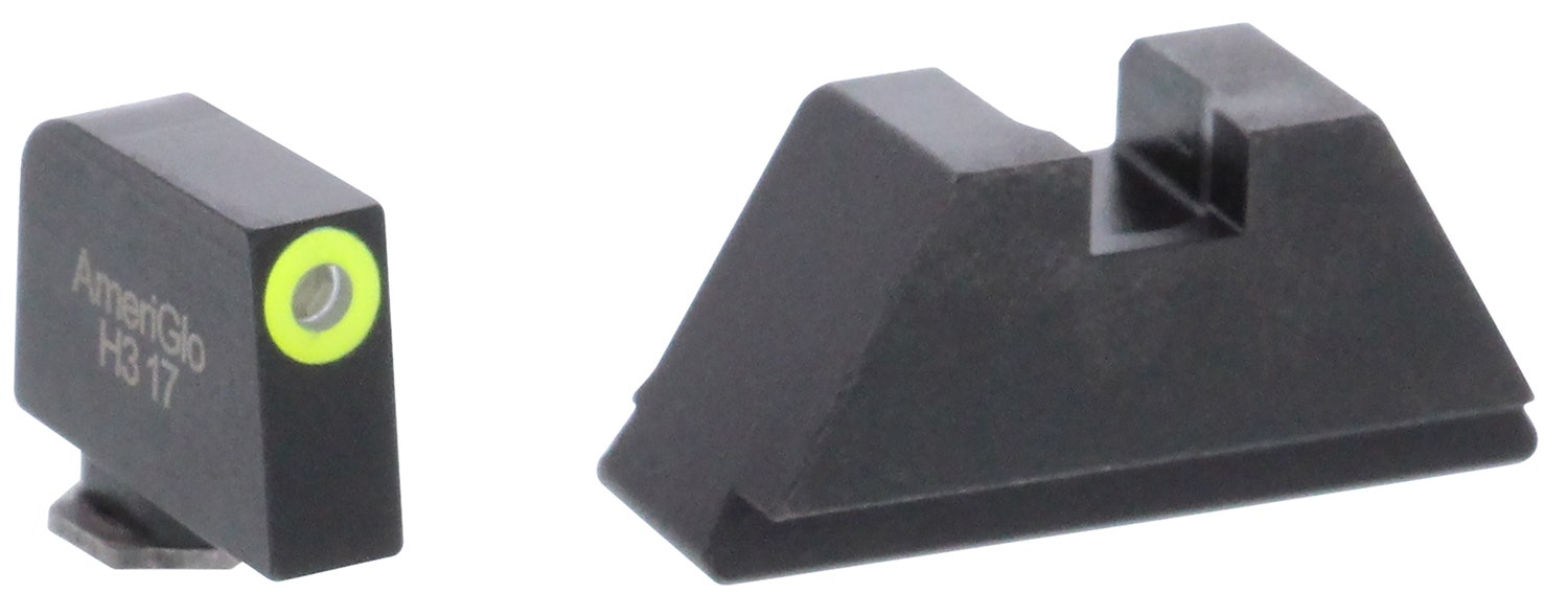 AmeriGlo Tall Suppressor Height Sight XL Tritium Green with LimeLumi Outline Front, Flat Black Rear Black Frame for Most Glock Gen1-5 (Except 42,43)