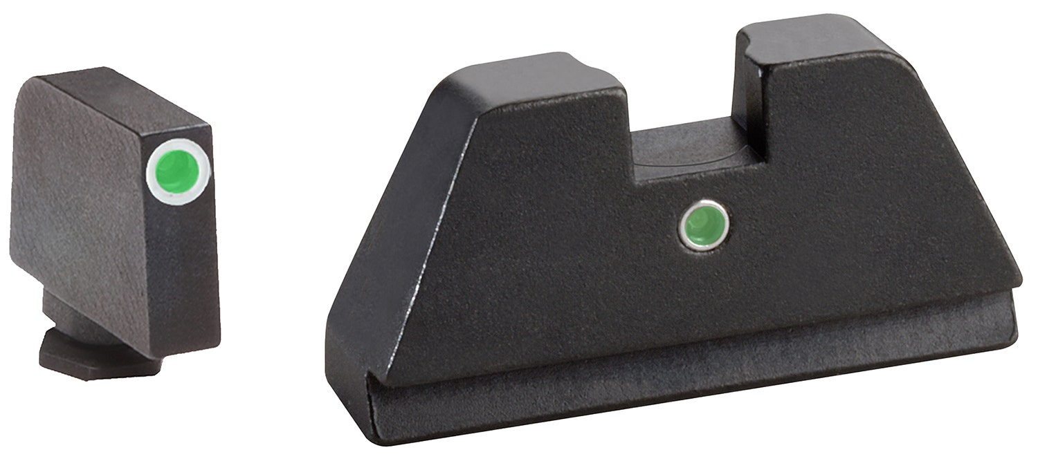 AmeriGlo Tall Suppressor Height Sight XL i-Dot Tritium Green with White Outline Front, Green Rear Black Frame for Most Glock Gen1-5 (Except 42,43)