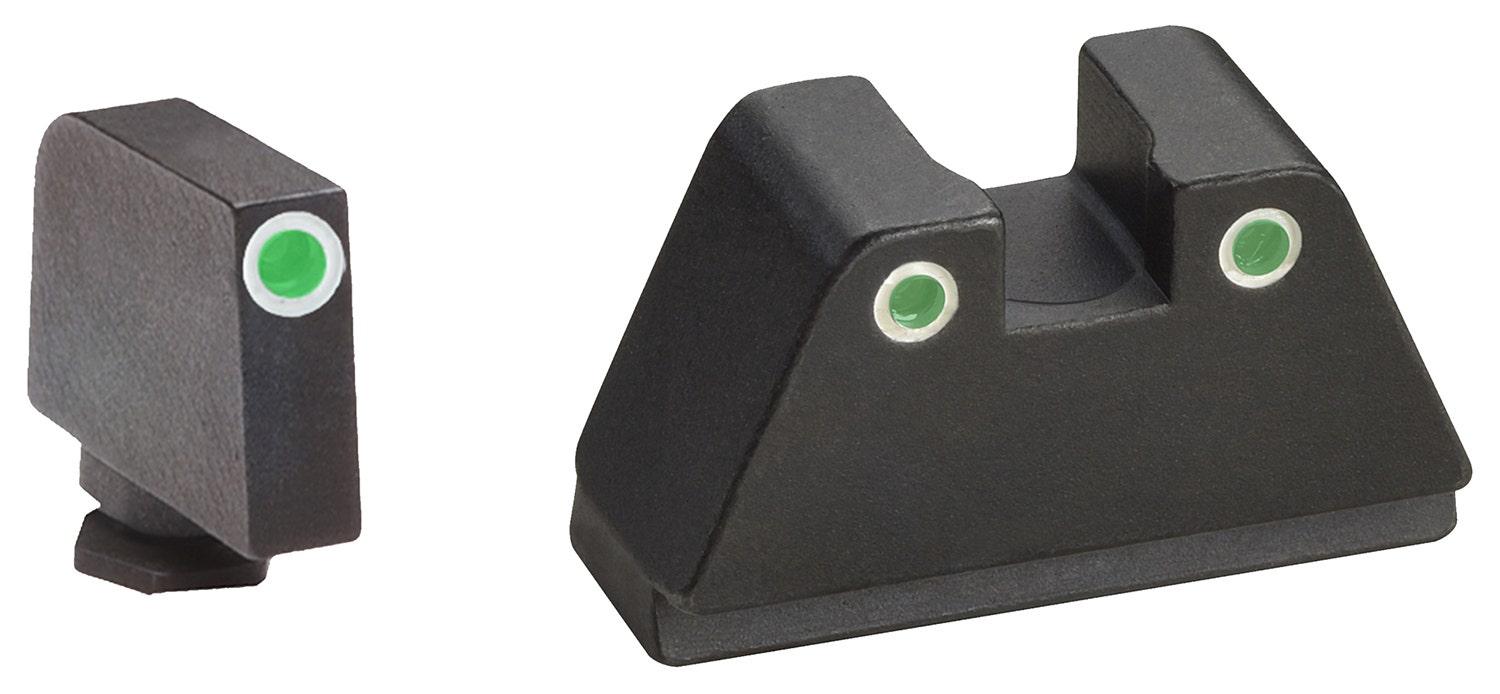 AmeriGlo Tall Suppressor Height Sight 2XL Classic Tritium Green with White Outline Front & Rear Black Frame for Most Glock Gen1-5 (Except 4,43)