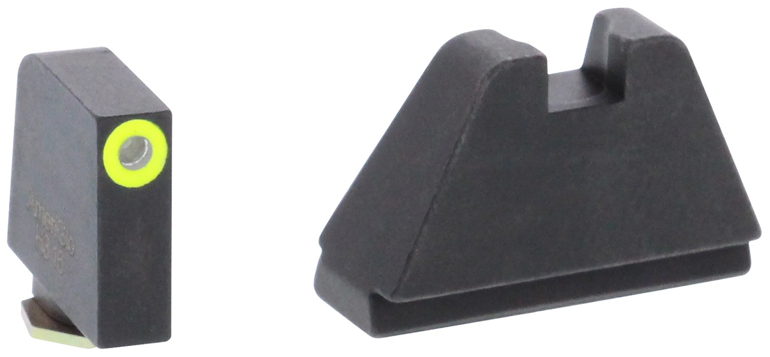 AmeriGlo Tall Suppressor Height Sight 5XL Tritium Green with LimeLumi Outline Front, Flat Black Rear Black Frame for Most Glock Gen1-5 (Except 42,43)