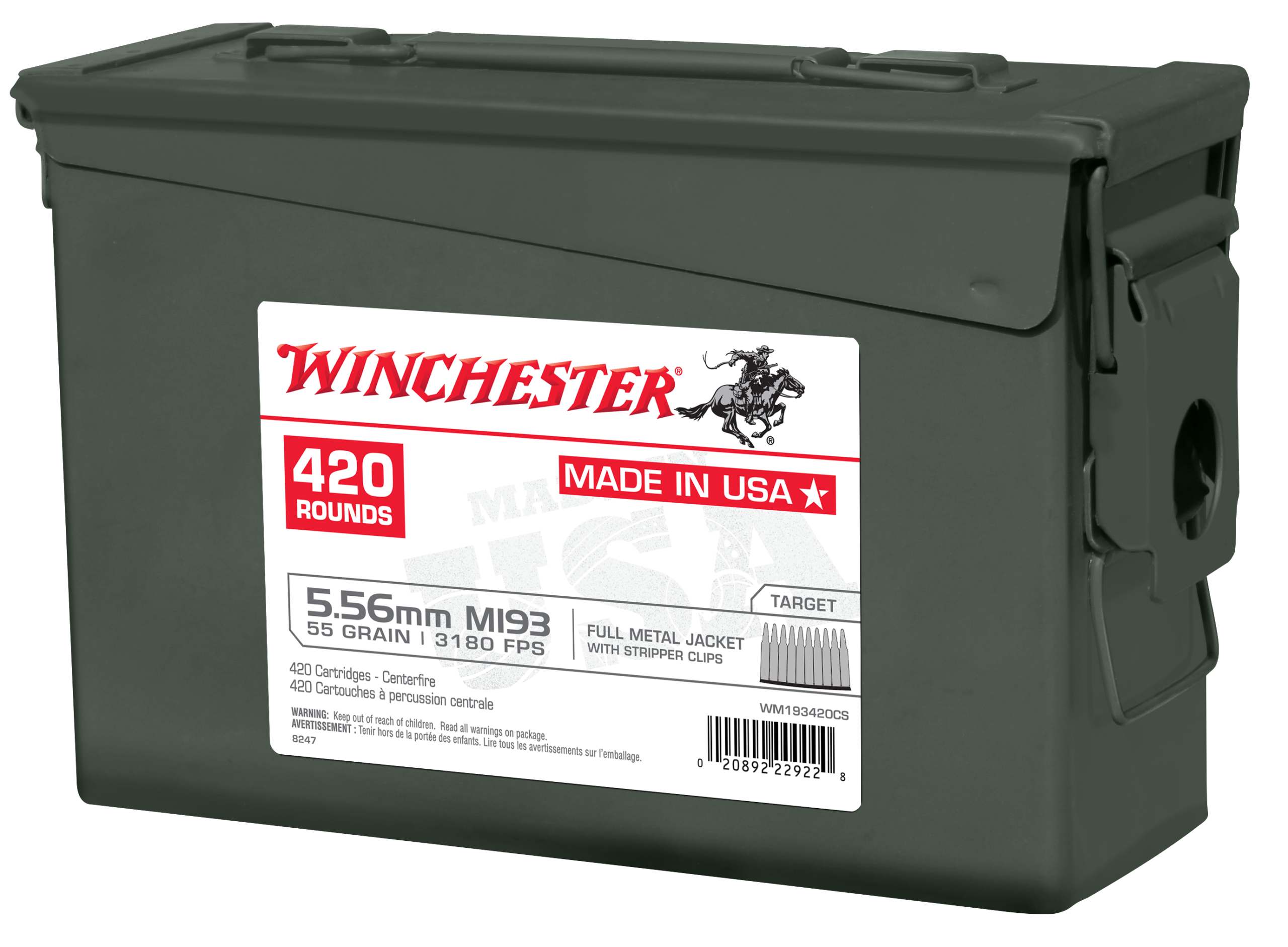 Winchester USA 5.56mm NATO 55gr FMJ 420rd