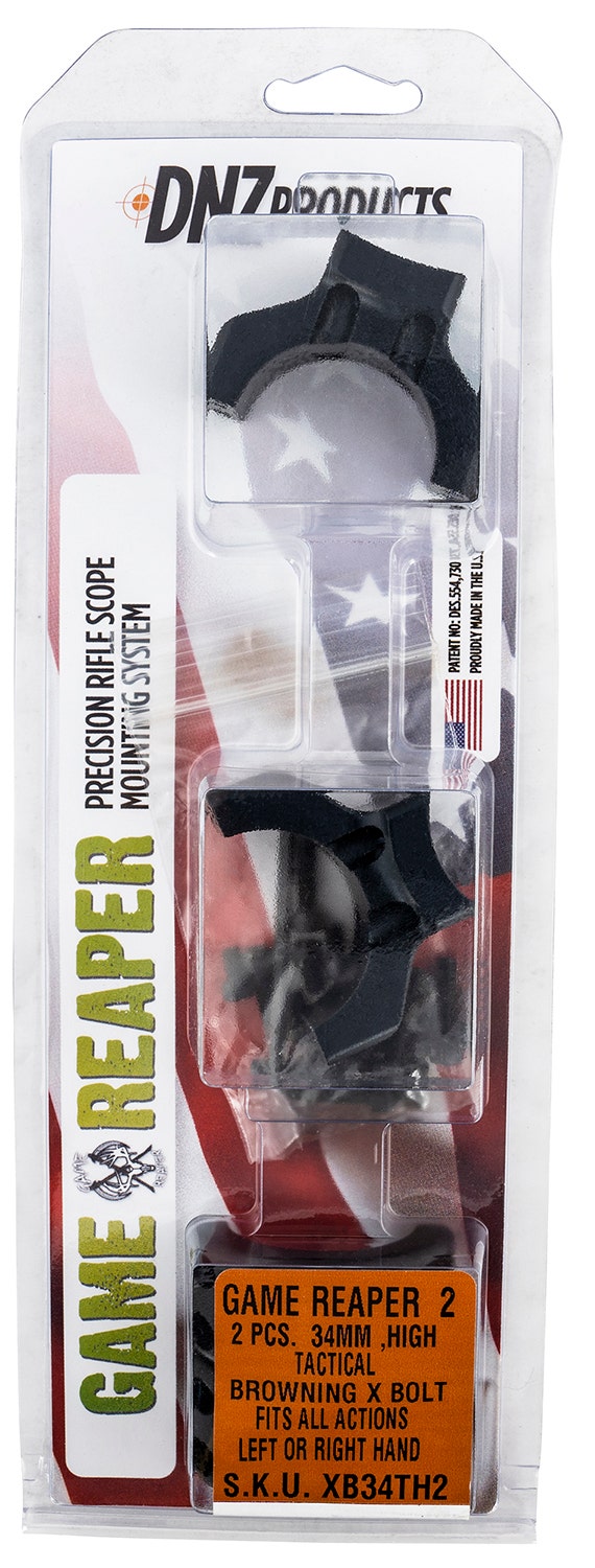 DNZ  Game Reaper 2 Scope Mount/Ring Combo Matte Black Browning X-Bolt 34mm Tube High Rings Aluminum Rifle