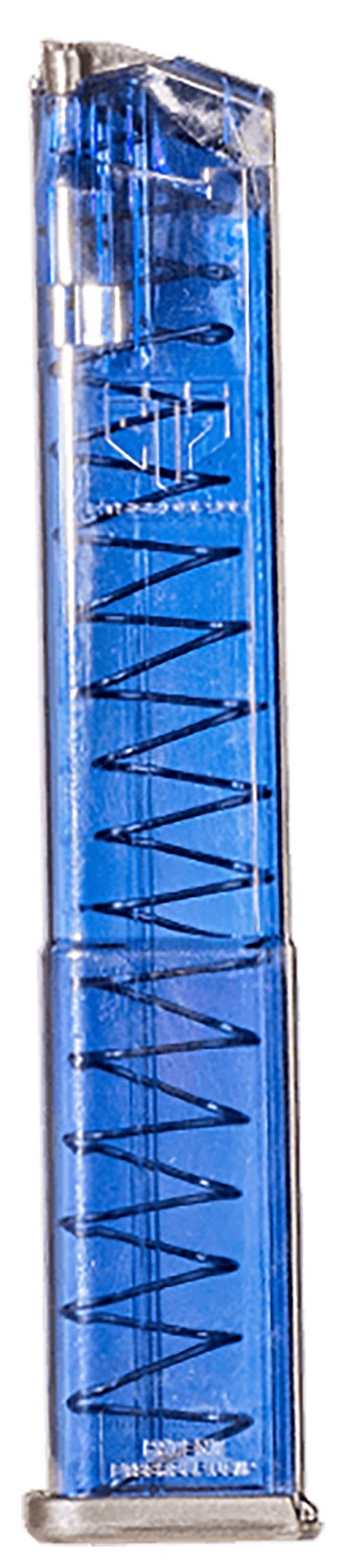 ETS Group Pistol Mags Clear Blue Extended with Gen2 Floor Plate 31rd 9mm Luger for Glock 34,17,26,19,45,19x,18