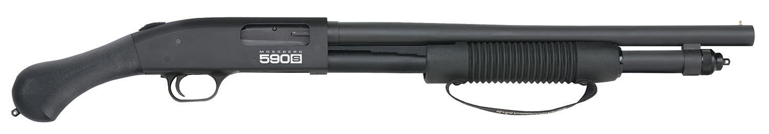 Mossberg 590S Shockwave 12Ga 18.50" 6+1 (2.75" Shells) 3" Chamber Blued Barrel/Rec Black Birdshead Grip Corncob Forend 51600