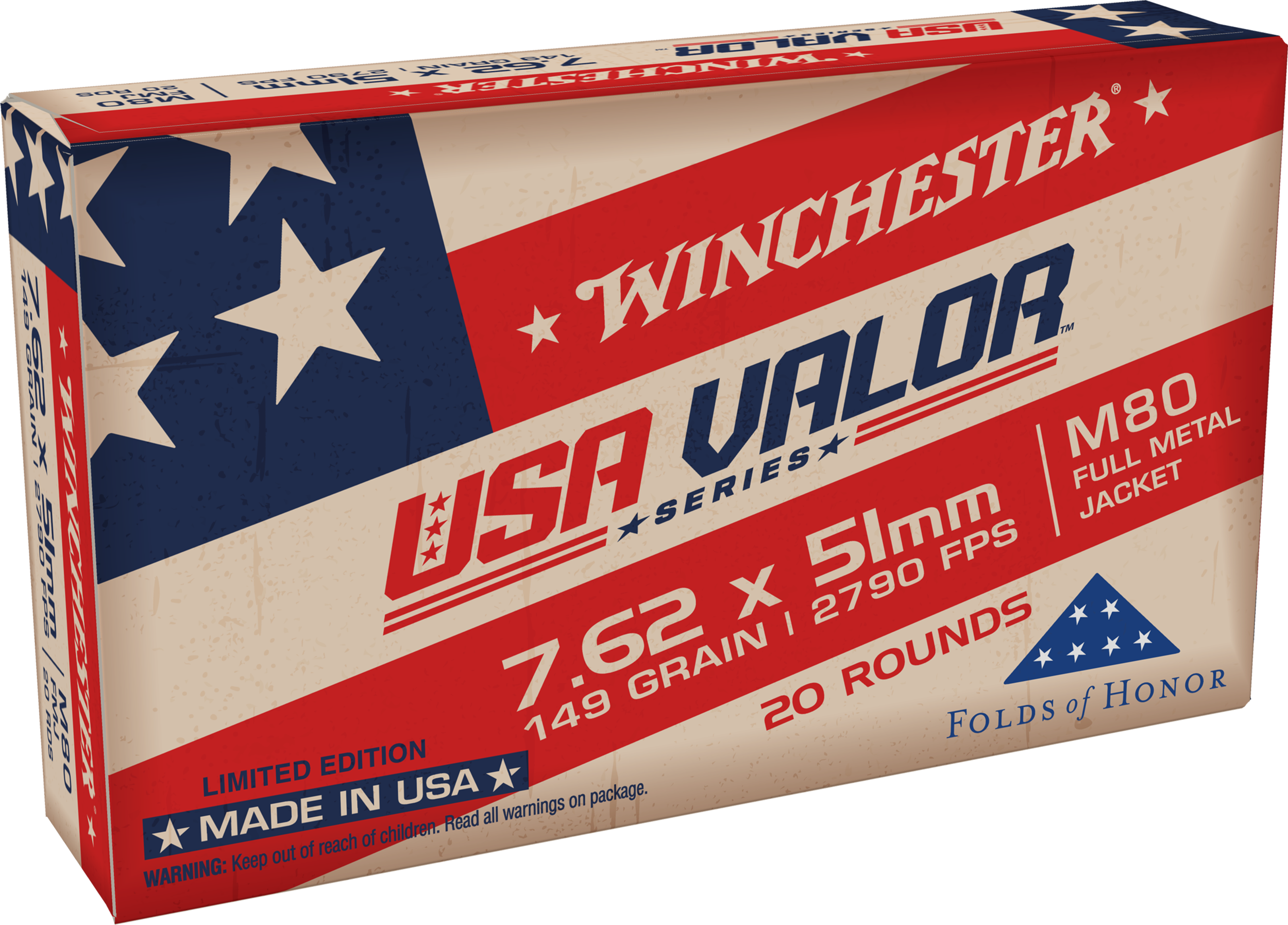 Winchester USA Valor 7.62x51mm NATO (308 win) 149gr FMJ 20rd