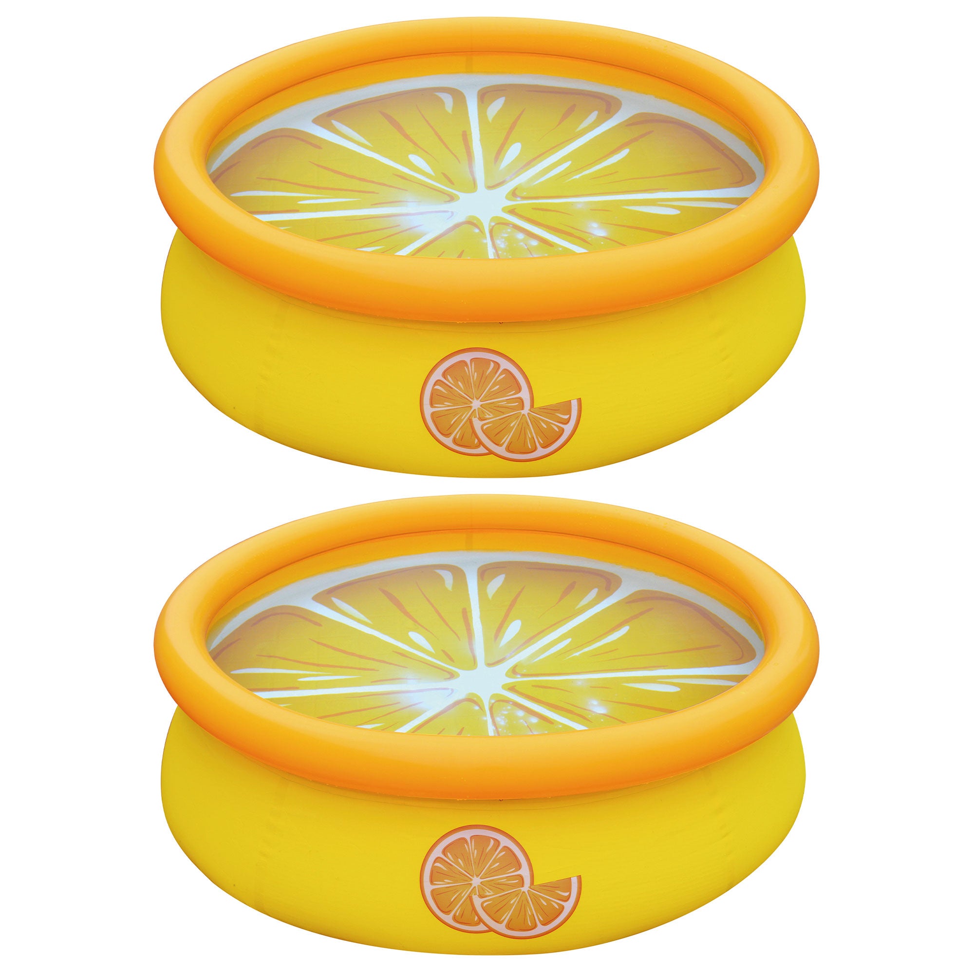 JLeisure 5' x 16.5" 3D Orange Inflatable Outdoor Kiddie Swimming Pool (2 Pack)