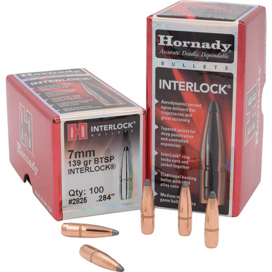Hornady InterLock 7mm 139 gr BTSP Bullets-100cnt