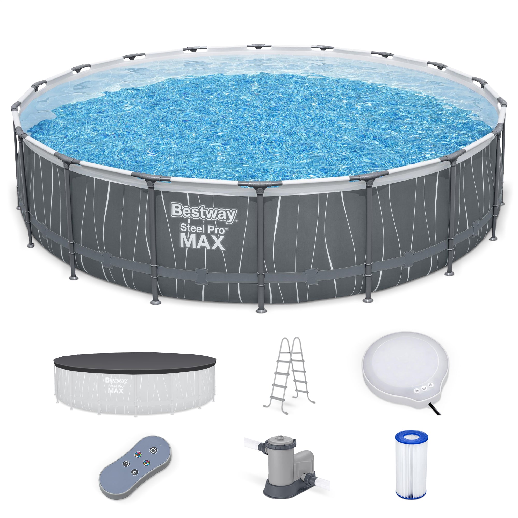 Bestway Steel Pro MAX 18'x48" Above Ground Pool Set w/LED Light & Remote (Used)
