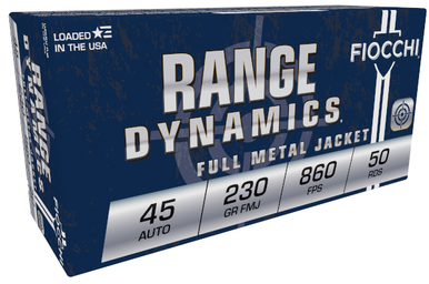 Fiocchi Range Dynamics .45 ACP 230gr Full Metal Jacket 50Rnd Handgun Ammunition
