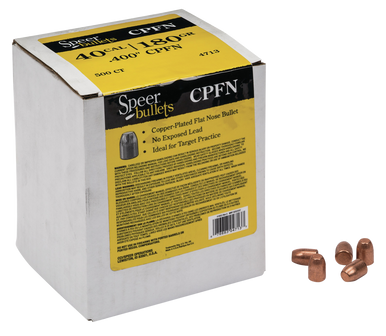 Speer Copper Plated 4713 .40 Cal 180 gr Copper Plated Flat Nose Bullets-500cnt