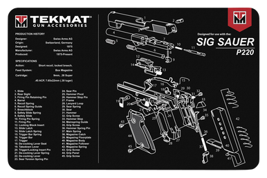 TekMat Sig P220 Parts Diagram 11"x17" Original Cleaning Mat
