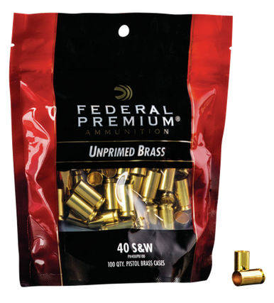 Federal .40 S&W Unprimed Pistol Brass 100cnt-PH40UPB100
