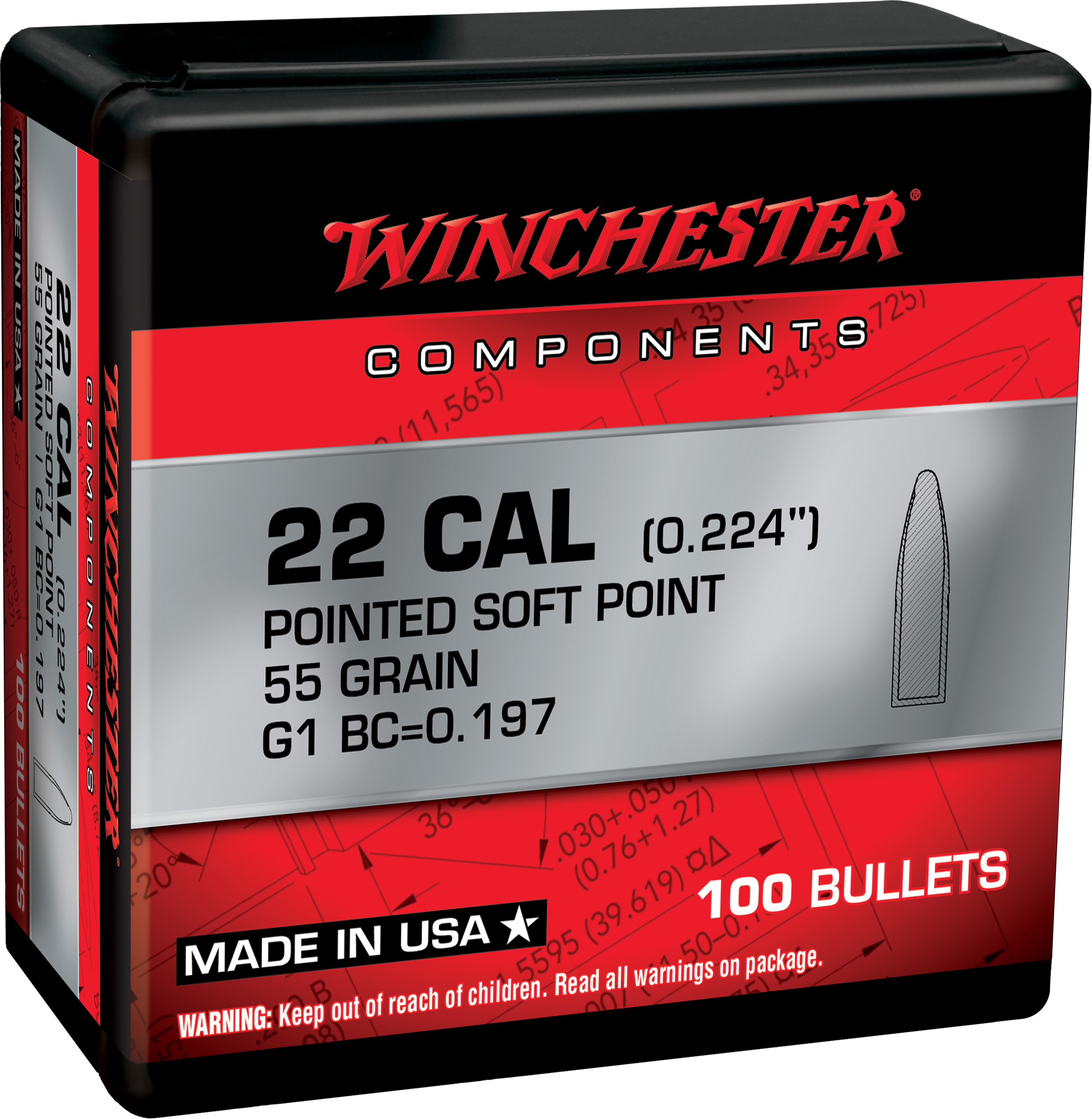 Winchester Ammo Centerfire Rifle, Win Wb223sp55x Bul 223     55 Psp        100/10