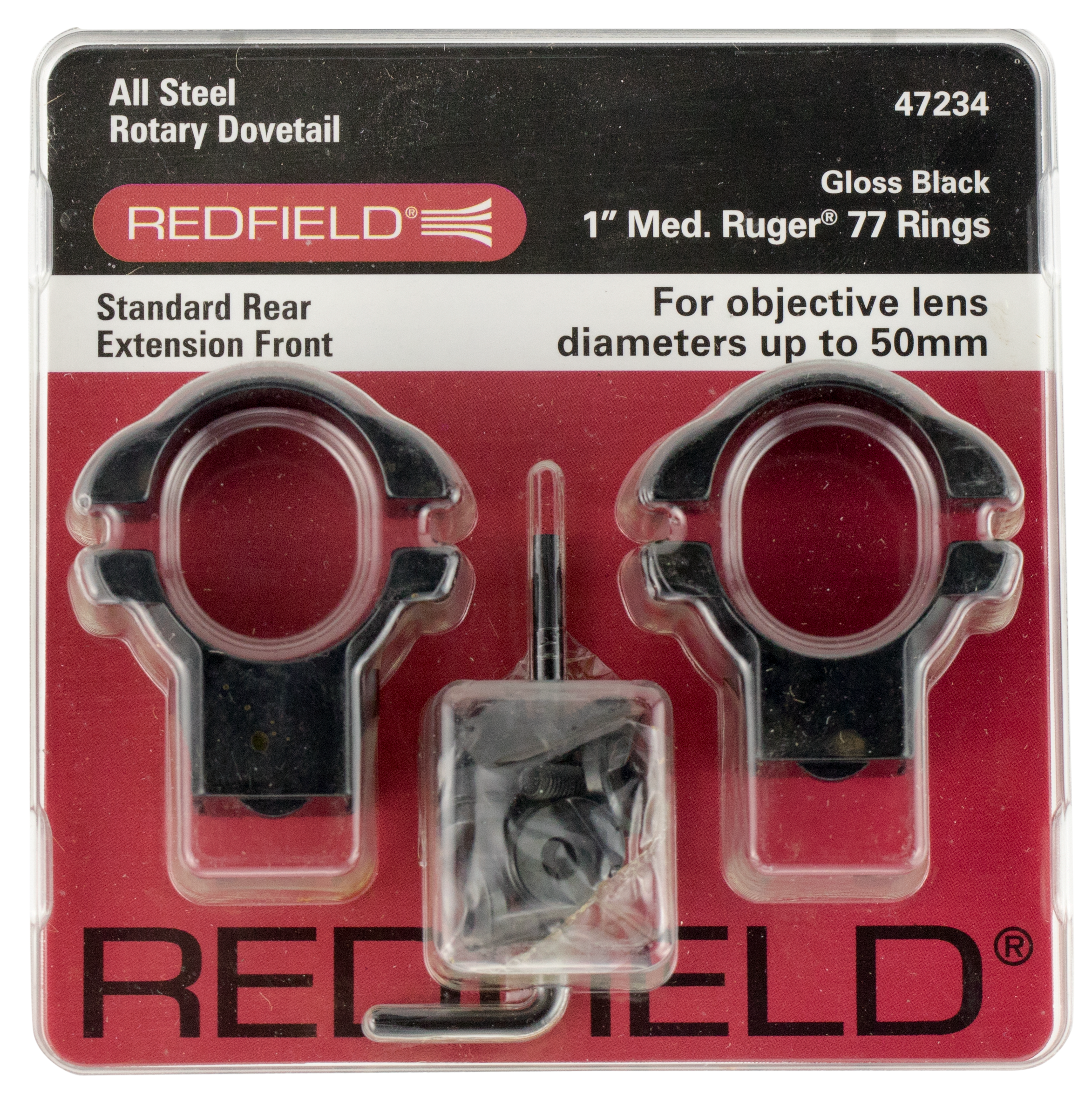 Redfield Mounts Dovetail, Red 47236  Stl Rings 1in Hi Rug77 Matt