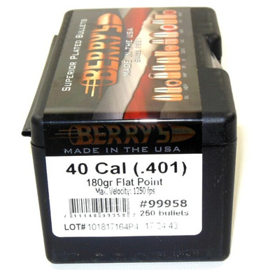 Berrys Superior Plated Pistol 99958 .40 cal 180 gr Flat Point Bullets-250cnt