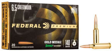 Federal Gold Medal Sierra 6.5 Creedmoor 140gr Matchking Boat Tail Hollow Point 20Rnd Rifle Ammunition