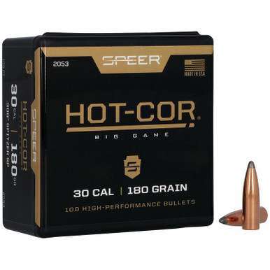 Speer Hot-Cor 2053 .30 Cal 180 gr Spitzer Soft Point Bullets-100cnt
