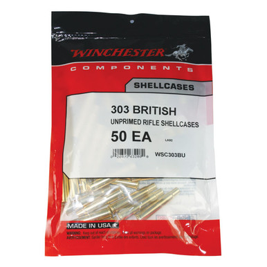 Winchester .303 British Unprimed Rifle Brass 50cnt-WSC303BU