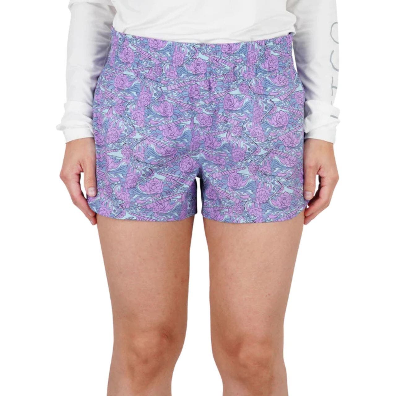 Aftco Women's Sandbar Fishing 3” Boardshorts - Sky Blue