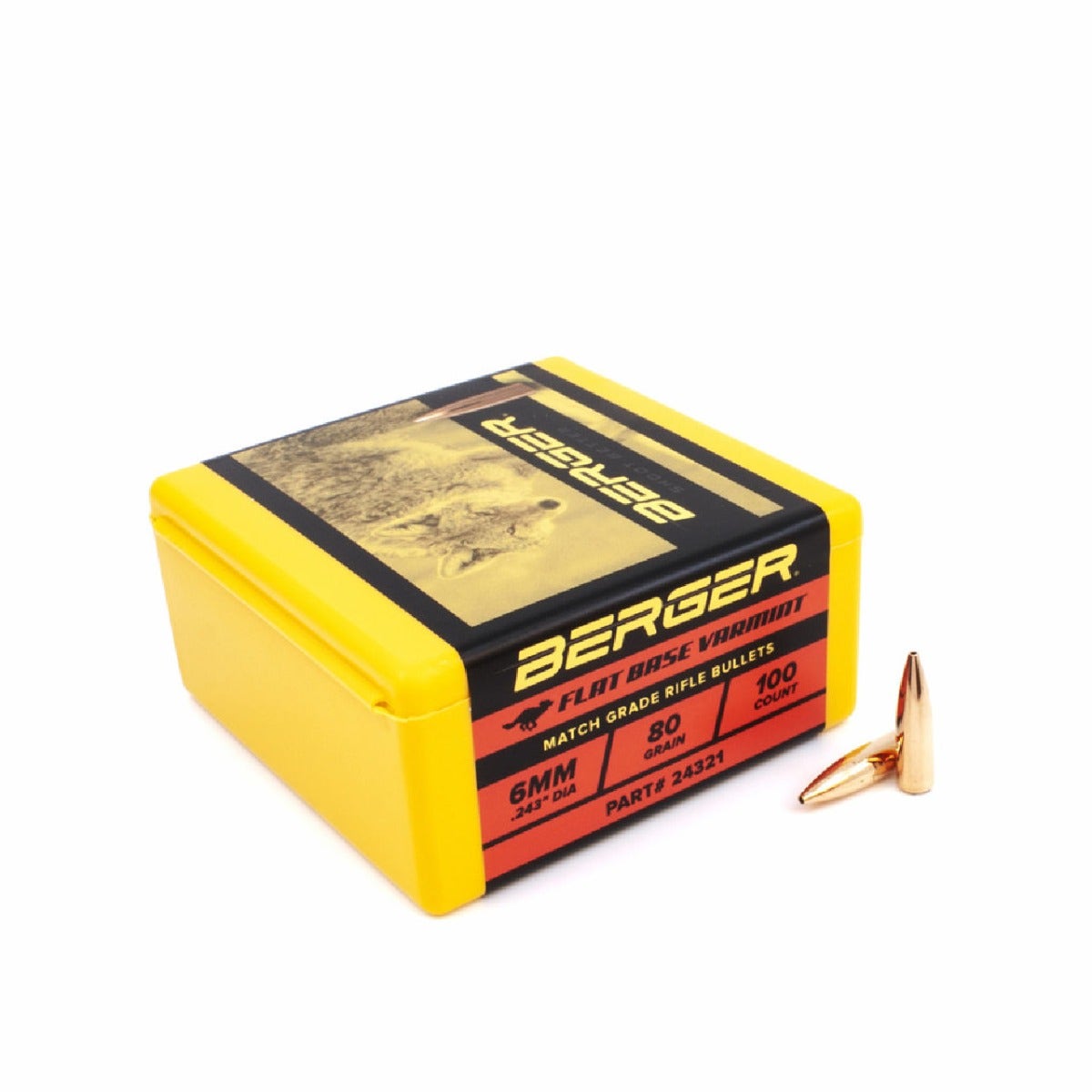 Berger Varmint Bullet 6mm 80 Gr FBHP 100/Box
