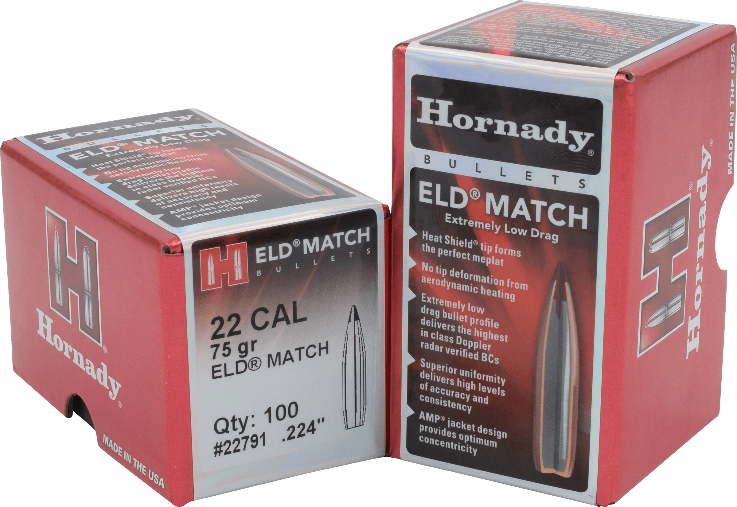 Hornady Eld Match Bullets 22 Cal. .224 75 Gr. Eld Match 100 Box