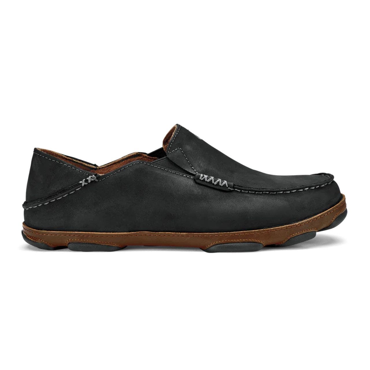 Olukai Men's Moloā Leather Slip-On Shoes - Black/Toffee