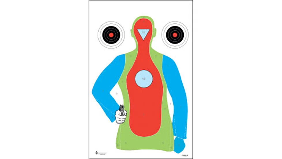 Action Target B-21E High Visibility Fluorescent Silhouette w/Handgun Indoor Target 100 Per Case