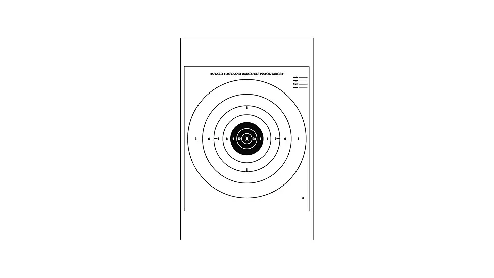 Action Target B-8 25 Yard Timed And Rapid Fire Bullseye Target 100 Per Case