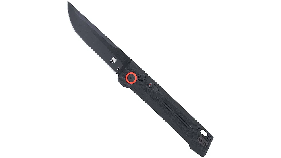 CobraTec Knives CTIFRBLK Inferno 3.50" OTF Tanto Plain Black TiCN D2 Steel Blad