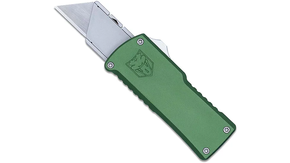 CobraTec Knives CTOTFUTODG Utility OTF Plain Aluminum Blade, 3.38" OD Green Alu