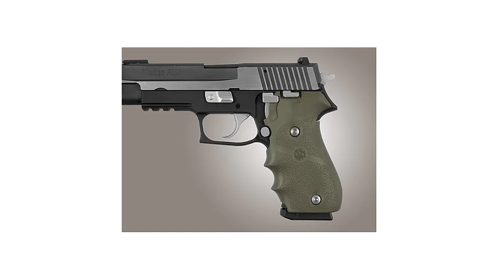 Hogue Sig P220 American Grips, Rubber w/Finger Grooves, Olive Drab Green