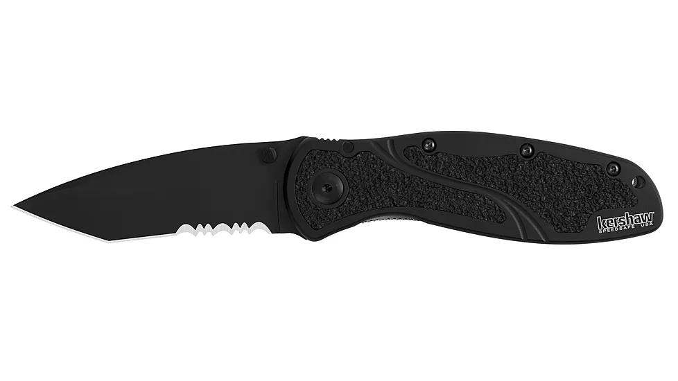 Kershaw Blur Tanto Black Serrated Assisted Folding Knife by Ken Onion