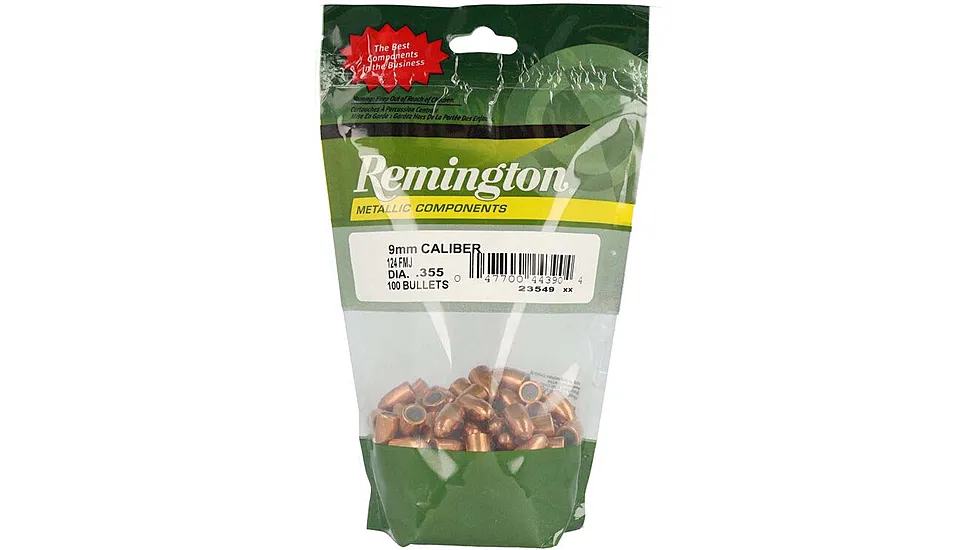 Remington Component Handgun Bullet 9mm 124 Grain Full Metal Jacket Pistol Bullet