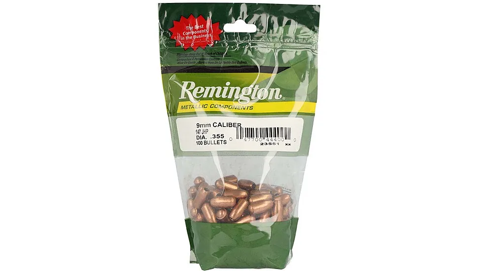 Remington Component Handgun Bullet 9mm 147 Grain Jacketed Hollow Point Pistol Bullet