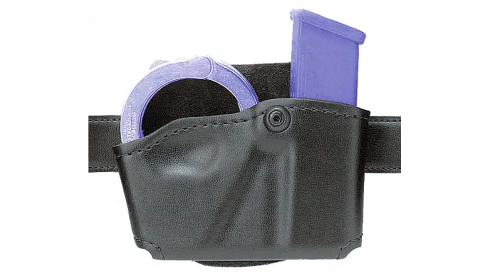 Safariland 573 Concealment Magazine Holder, Paddle, Single w/Cuff Pouch - STX Plain Black, Left Hand 573-83-412