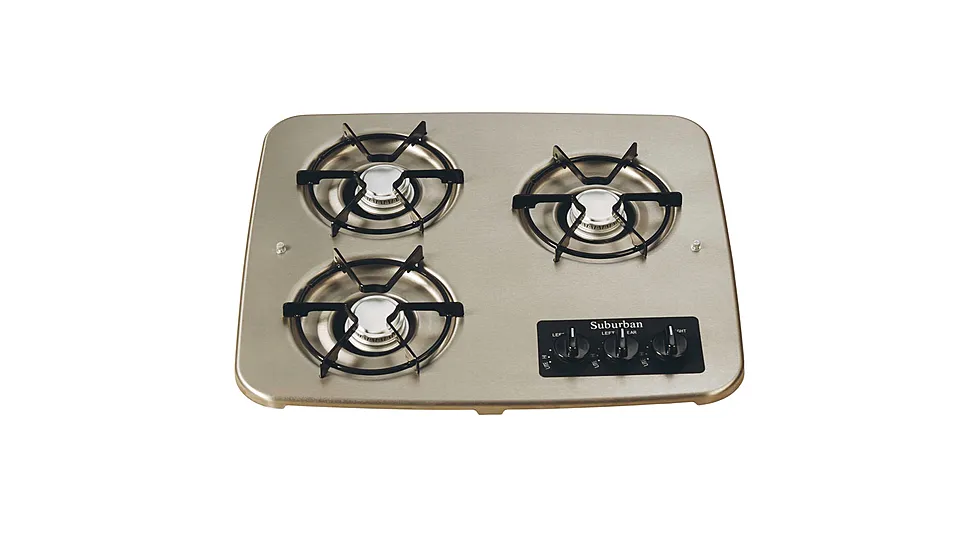 Suburban Mfg 2938AST Drop In 3 Burner Cook Top Stainless Steel