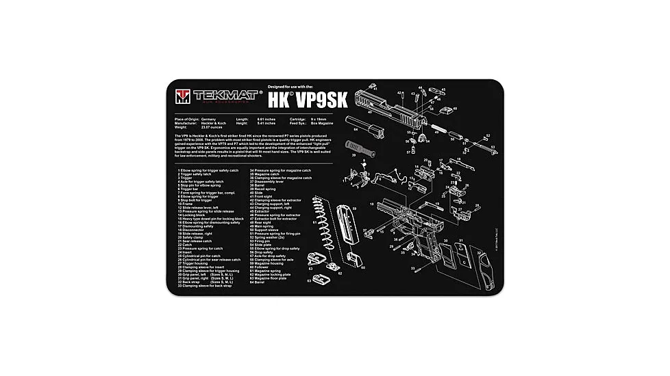 Tekmat Armorers 11inx17in Heckler & Koch Vp9sk Bench Mats