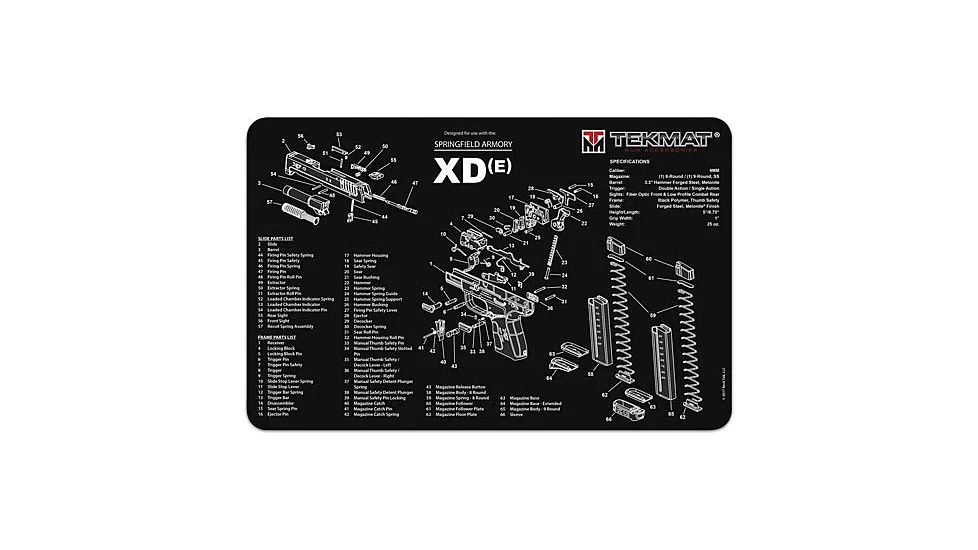 Tekmat Armorers 11inx17in Springfield XDE Pistol Bench Mats