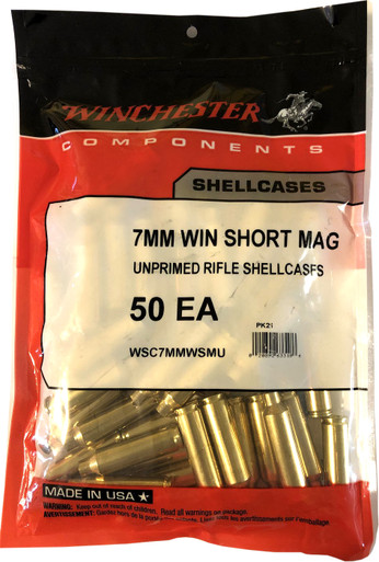 Winchester 7mm Winchester Short Magnum Unprimed Rifle Brass 50cnt-WSC7MMWSMU