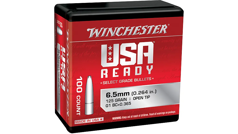 Winchester .264/ 6.5mm Caliber/ .264 Diameter 125gr. OT Centerfire Rifle Bullets - 100 Rounds