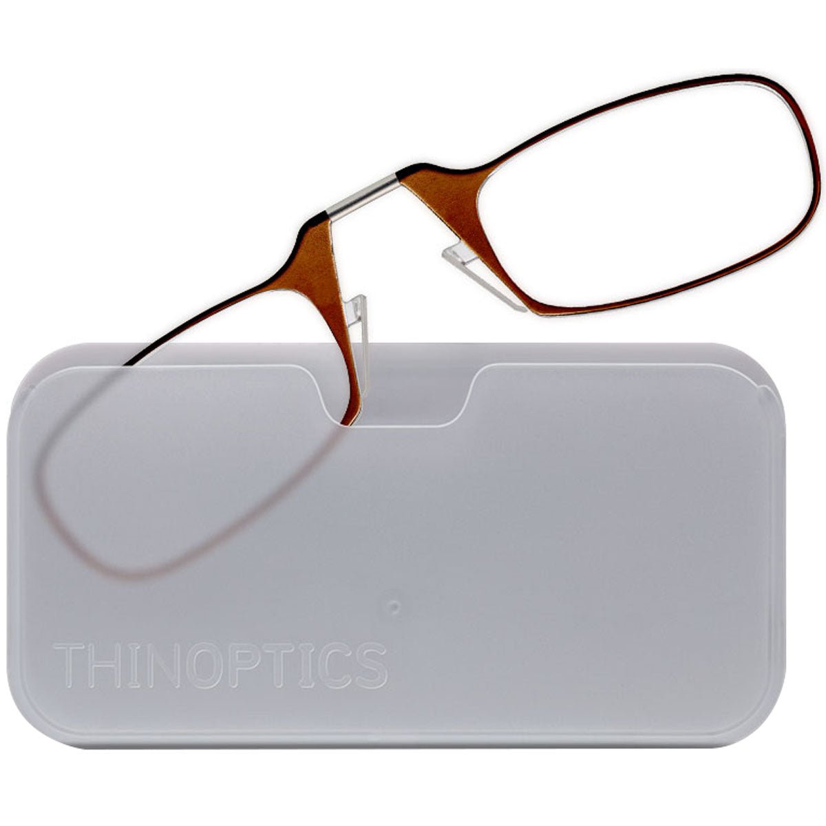 ThinOptics Armless Glasses with Universal Case - Brown Frame, White Pod