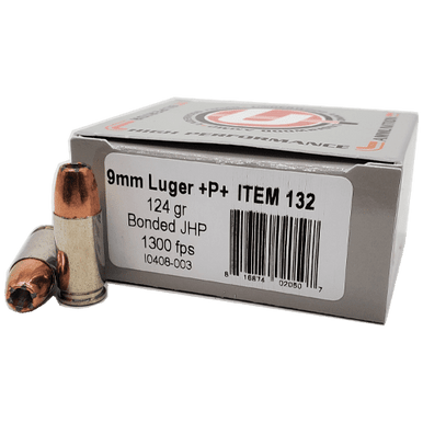 Underwood Ammo Bonded Jacket 9mm Luger +P 124gr Speer Bonded Jacketed Hollow Point Bullet 20Rnd Handgun Ammunition