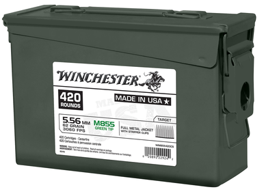 Winchester 5.56x45mm NATO 62gr  M855 Green Tips Full Metal Jacket 420Rnd Rifle Ammo