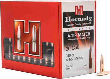 Hornady A-Tip Match .30 Cal 250 gr Bullets-100cnt