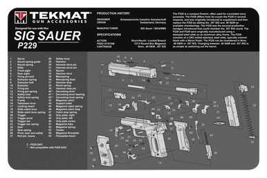 TekMat Sig P229 Parts Diagram 11"x17" Original Cleaning Mat